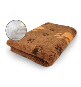 Original VetBed 150x100cm, DryBed Premium, rutschfest orange mit oranger und schwarzen Pfoten