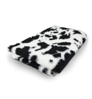 Original VetBed 150x100cm, DryBed Premium, rutschfest weiss mit schwarzem Kuh Motiv
