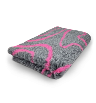 Original VetBed 150x100cm, DryBed Premium, rutschfest grau mit pinker Welle (Wave)