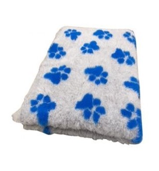 Original VetBed 150x100cm, DryBed Premium, rutschfest, grau mit blauen Pfoten