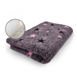 Original VetBed 150x100cm, DryBed Premium, rutschfest altrosa mit rosa und schwarzen Sternen