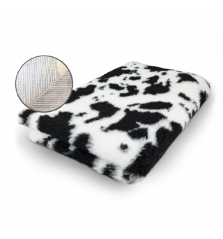 Original VetBed 150x100cm, DryBed Premium, rutschfest weiss mit schwarzem Kuh Motiv