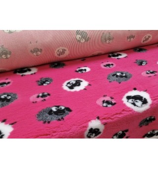 Original VetBed 150x100cm, DryBed Premium, rutschfest pink mit Schafen