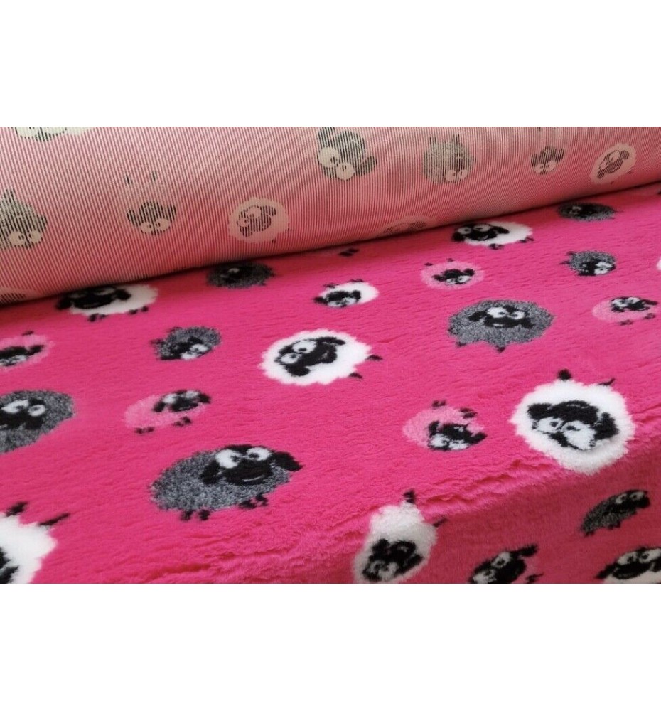 Original VetBed 150x100cm, DryBed Premium, rutschfest pink mit Schafen