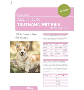 Profiline Truthahn & Reis, Trockenfutter, Hundefutter, Getreidefrei 15kg