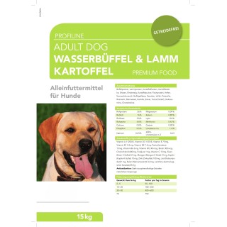 Profiline Wasserbüffel, Lamm & Kartoffel, Trockenfutter, Hundefutter, Getreidefrei 15kg