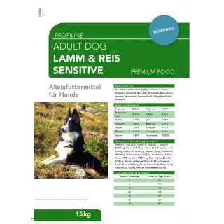 Profiline Lamm & Reis Sensitive, Trockenfutter, Hundefutter, Weizenfrei 15kg