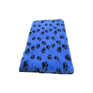 Original VetBed 150x100cm, DryBed Premium, rutschfest blau mit schwarzen Pfoten
